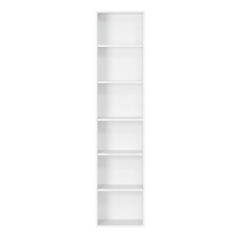 JOYFURNOS Bookshelf with 6 Shelves, Bookcase, for Home Office, Bedroom, Living Room, Study, White MegaBDM