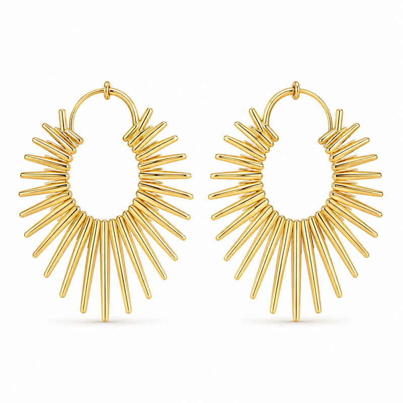 VoxorAI European and American Style Gold Sunflower Ear Cuffs, Earrings, Stud Earrings, Ear Jewelry, All-Season MegaBDM