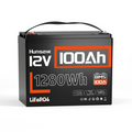 HumsiENK 12V 100Ah LiFePO4 Battery, 1280Wh, 100A BMS, 15000+ Cycles, Deep-Cycle, Group 24, for RV, Solar, Marine, Off-Grid MegaBDM