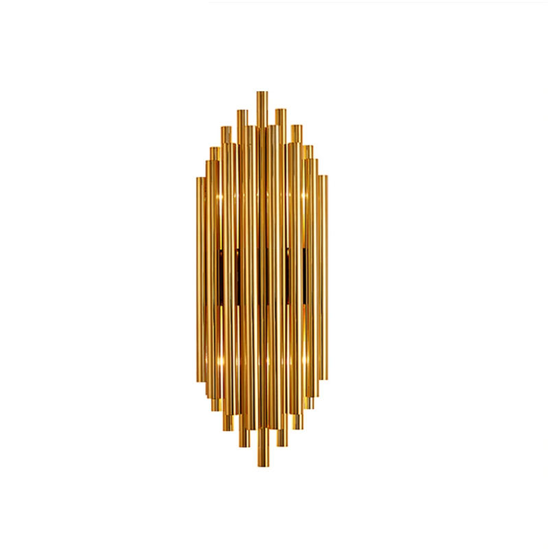 Homary Glam Fluted Gold Wall Sconce 2-Light Flush Mount Wall Lighting MegaBDM