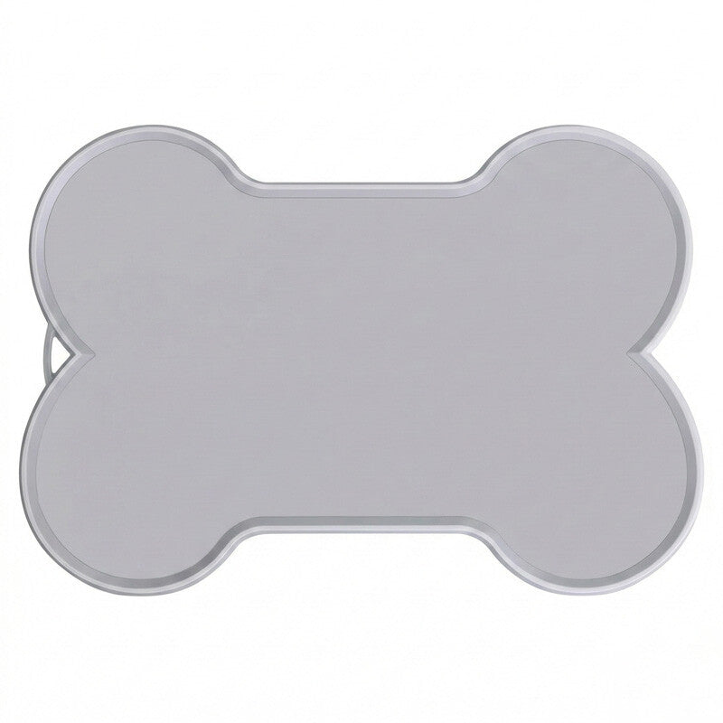 Blinkit 014-1 Bone-Shaped Pet Food Mat/Dog Splash Mat, Large Silicone Material, Widened and Thickened Edges, Waterproof and Food Overflow Prevention, Suitable for Pet Feeding Area, Beige/Gray/Black/Pink/Blue MegaBDM