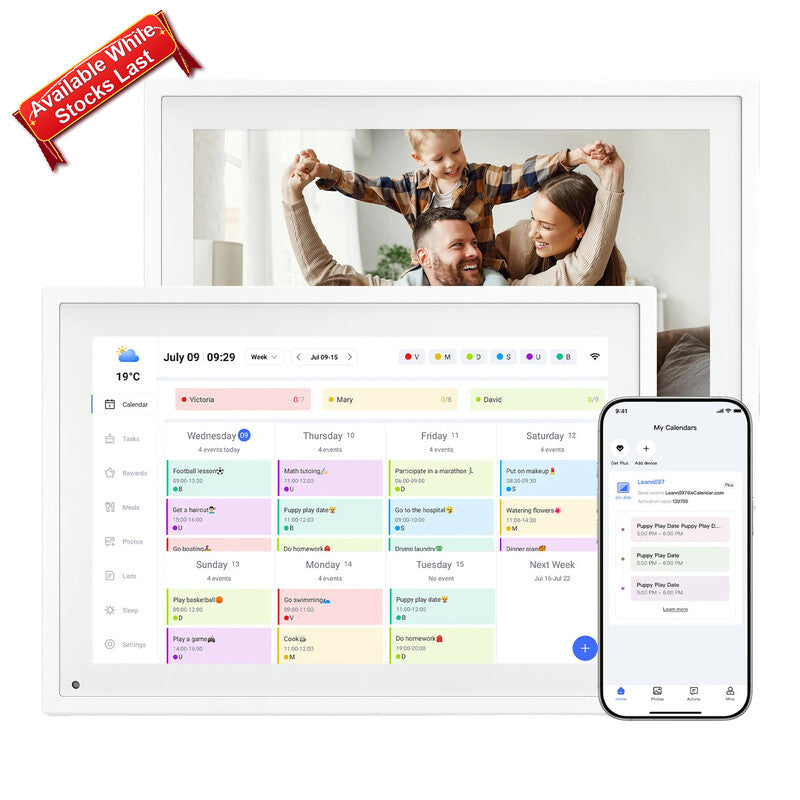 [Selected Deals, Available While Stocks Last!] TABWEE P10 Wi-Fi Digital Calendar - Digital Photo Frame, 10.1" Electronic Schedule Board for Family & Conference, Two-Way Schedule Sync via Mobile App, Family Organizer MegaBDM