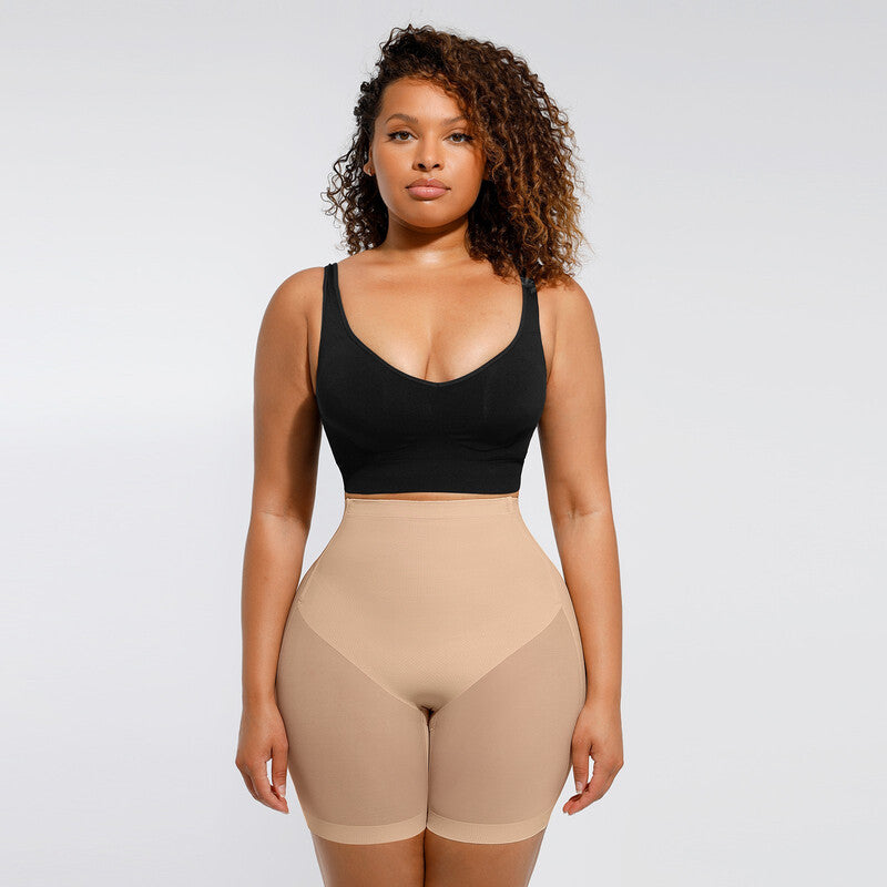 Feelingirl Mesh Smooth Mid-Thigh Everyday Invisible Ege-free V-back Slimming Waist Shorts for Women M Skin, Couple Gift Perfect Gift MegaBDM