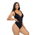 Feelingirl Style Plunge V-Neck Sexy Vibe Thong One-Piece Tummy control Bodysuit for Women XL Black MegaBDM