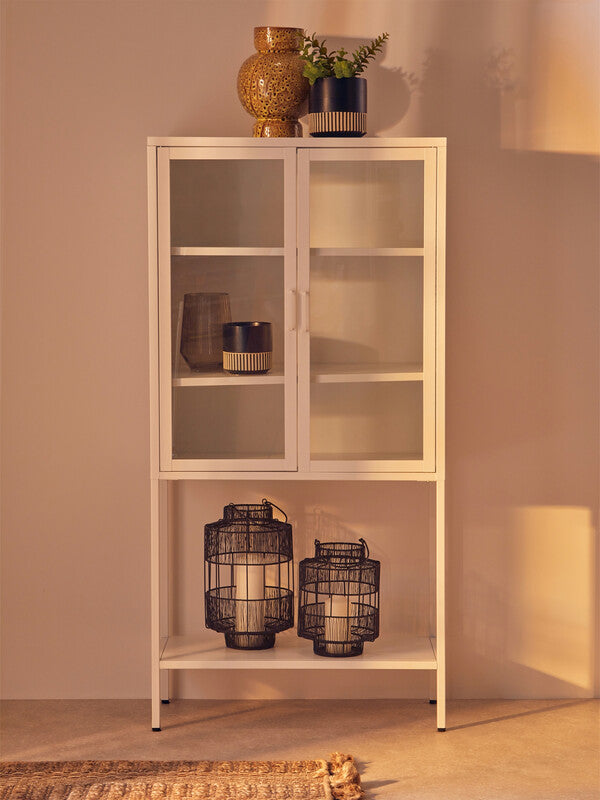 Interiors by Premier Display Cabinet Steel Metal White Tall MegaBDM