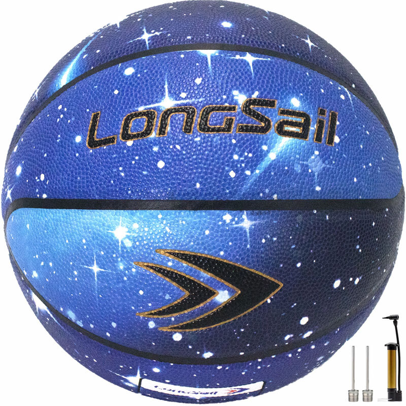 LONGSAIL Premium Composite Leather/Microfiber Leather Basketball Size7#Starry Blue Moisture-Absorbing PU MegaBDM