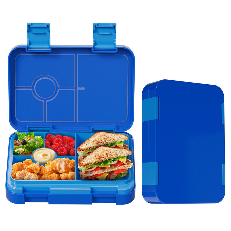 Meoky 5-Compartment Bento Lunch Box with Double Latches - Blue, New Year Sale, Top Gift Picks MegaBDM