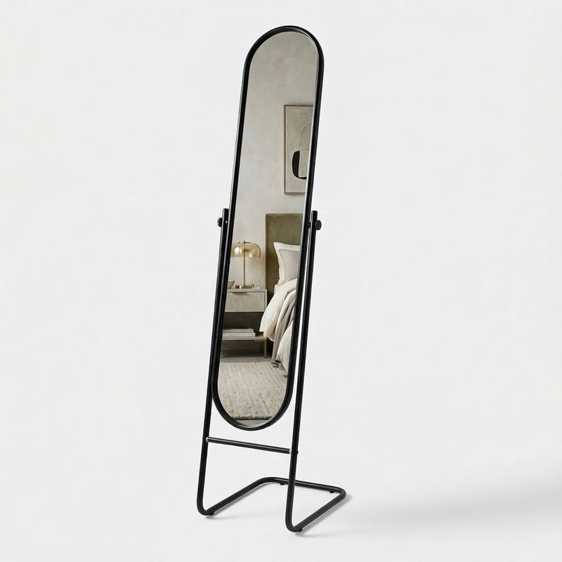 Harbour Housewares Full-Length Round Freestanding Mirror 153 cm x 30 cm - Black MegaBDM