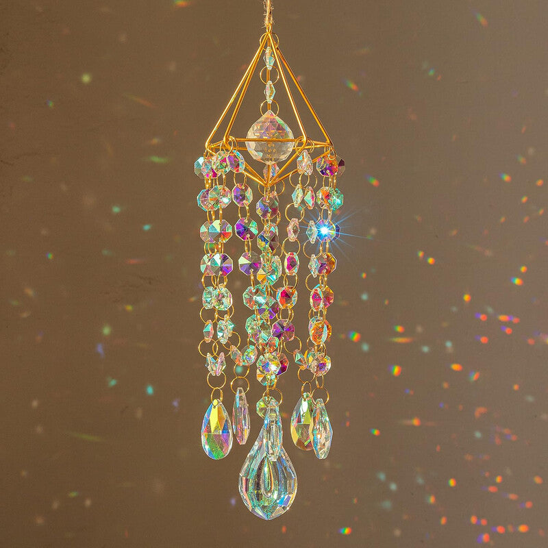 JU7CER 1PC Light & Shadow Crystal Iridescent Wind Chime - Hanging Wind Chime Decoration, Garden Light Catcher, Rainbow Maker for Weddings, Christmas Must-Have MegaBDM