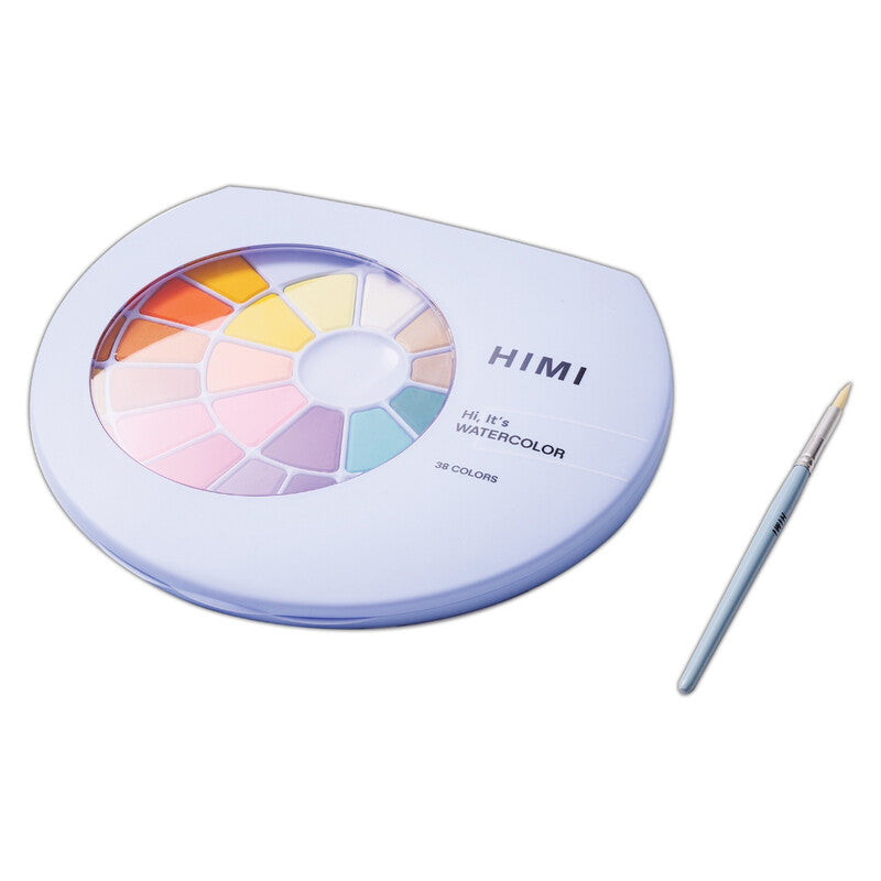 HIMI Solid Watercolour Set – 38 Paint Colours in Pans + Brush (Blue Case) MegaBDM