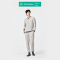 Men's Waffle Knit Loungewear Set,Mercury Grey,Top: UK 38 (M); Bottom: UK 33 (M) MegaBDM