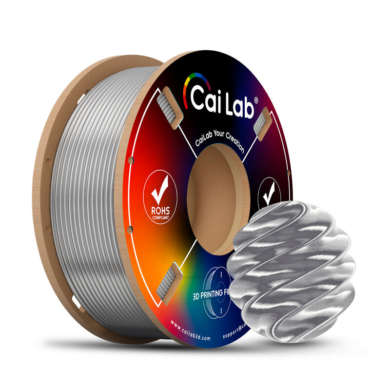 CAILAB PLA Silk 3D Printer Filament, Single Color - Silver MegaBDM