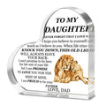 Alphynix 1pc Heart Acrylic Plaque, "TO MY DAUGHTER - This Old Lion Will Always Have Your Back" Gift with Lion Family Design, Father's Promise Keepsake for Daughter MegaBDM