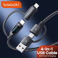 toocki 4 in 1 Charging Cable, Fast Charger USB C to Lightning Cable, Braided USB to USB C Cable, Travel Essential Multi Charging Cable for iPhone 17/16/15/14 Series/Pad/MacBook/Galaxy/Laptops and More MegaBDM