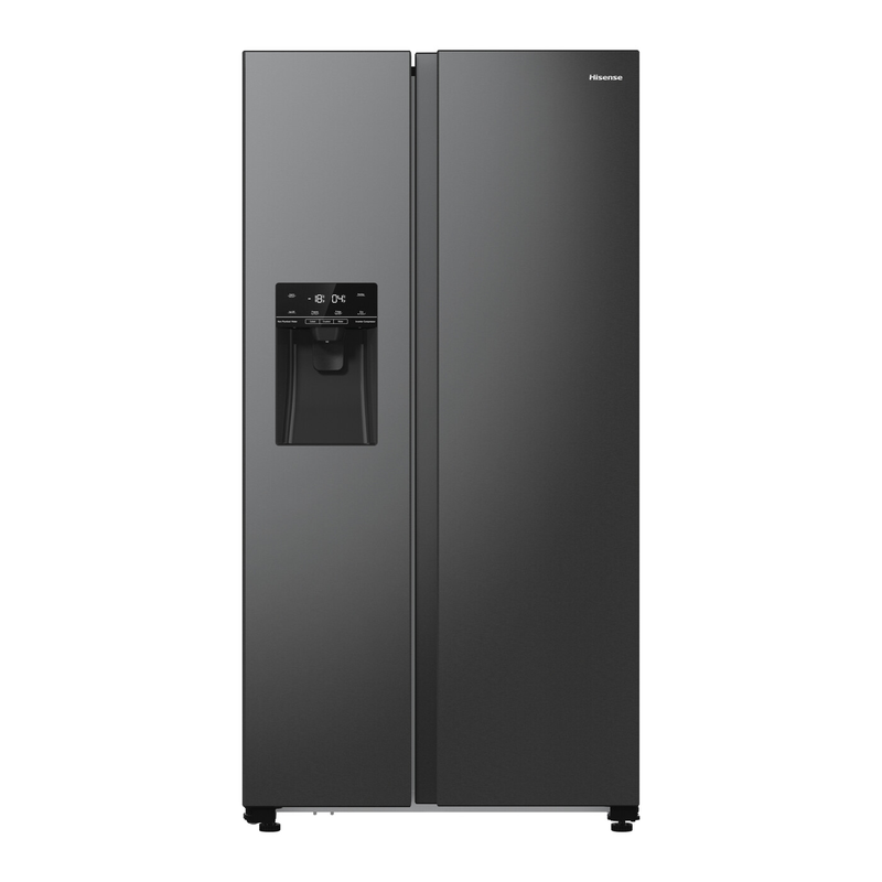 Hisense PureFlat American Fridge Freezer - Total No Frost, Black Stainless Steel, Non-Plumbed Ice & Water Dispenser, D Rated, RS5P535NTFDUK MegaBDM