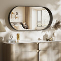 Melodieux Black Bathroom Vanity Mirror for Wall, 55x75 cm Metal Framed Wall Mirror Oval, Decorative Mirror for Bedroom Living Room Entryway Horizontally or Vertically MegaBDM