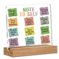 Alphynix 1pc Self-CAre Acrylic Plaque, Wood Base Stand with 12 Colorful Note Design Featuring "You are Enough" & "It's ok to Set Boundaries" Affirmations, Mental Wellness Desk Decor MegaBDM