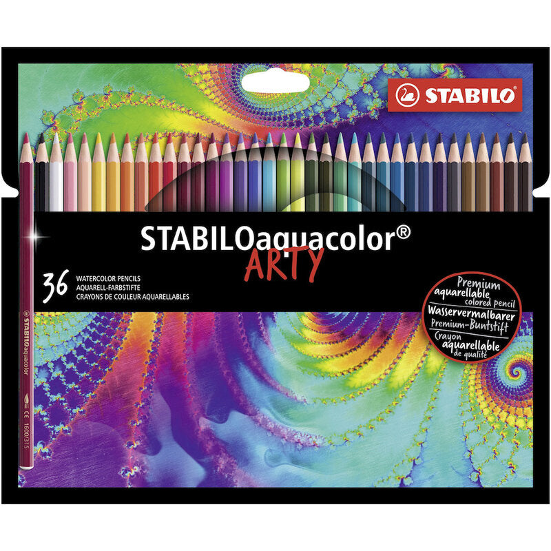 STABILO aquacolor - Aquarellable Colouring Pencil - ARTY - Pack of 36 - Assorted Colours MegaBDM