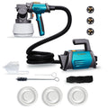 [£49.99 ONLY & Free Shipping] TILSWALL Shark 800 HVLP Electric Paint Sprayer with 1300ml Container, 120DIN-s Electric Spray Gun with 4 Nozzles and 3 Spray Modes for Interior and Exterior Wall Paints (Blue) MegaBDM
