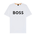 BOSS Cotton-Jersey T-Shirt with Large Logo Print White MegaBDM