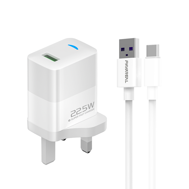 PAVAREAL K103C 22.5W Supports Samsung iPhone 15/16/17 Fast Charger Type-C Set White MegaBDM