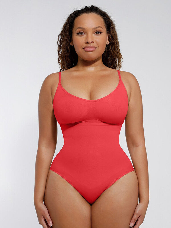 FeelinGirl Everyday Wear Seamless Comfortable Hip-Hugging Panties Ruched Bust Bodysuit for Women XL/XXL Red, Couple Gift Perfect Gift MegaBDM