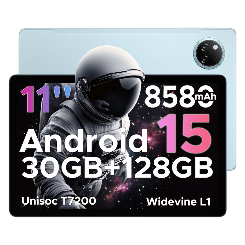 DOOGEE Tab A9 Pro+ Android Tablet, 11 in, 30 GB RAM+128 GB Storage (Supports Up to 2 TB Expansion), Octa-Core, 90 Hz HD Screen, 8580 mAh Battery, 5 GHz Wi‑Fi, Widevine L1 Certified, Dual Speakers, Face Unlock, Blue MegaBDM