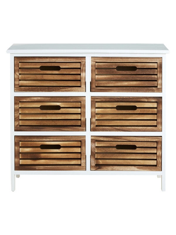 Interiors by Premier Storage Unit Portsmouth 6 Drawer White/Natural MegaBDM