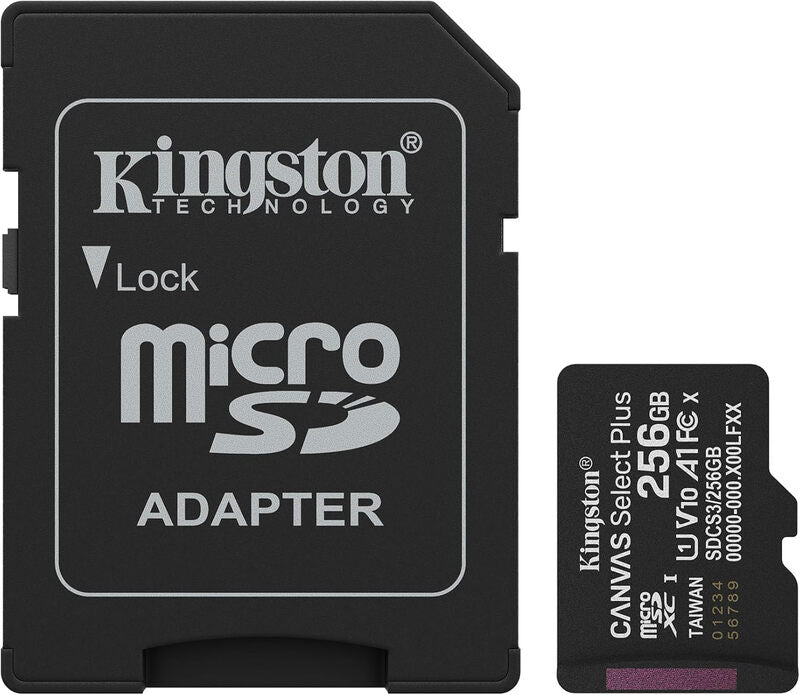 Kingston Canvas Select Plus 256GB microSD Memory Card - Gen 3, 150MB/s, A1, Includes Adapter MegaBDM
