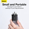 Baseus Quick Charger 2U+C 30W, 3-Port UK Travel Adapter, Black, Compatible with iPhone, Samsung, Google Pixel MegaBDM