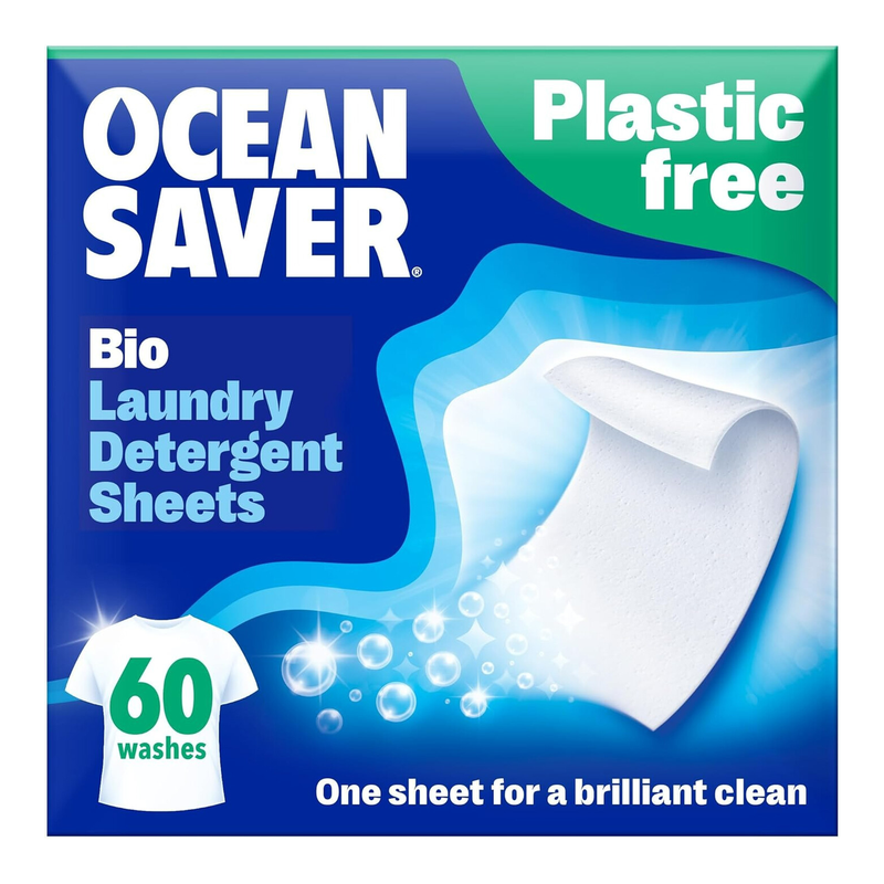 OceanSaver Eco Laundry Detergent Sheets | Bio | Eco-Friendly, Biodegradable & Freshly Scented | Zero-Waste & Removes Tough Stains | Vegan, Plastic & Cruelty-Free | Plant Based Formula (60 Washes) MegaBDM