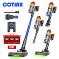 COTIAR R11 Cordless Vacuum Cleaners for Home, 500W 50Kpa Suction Lightweight Vacuum, 60-Min Runtime LED Display 3 HEPA Filters Blue MegaBDM
