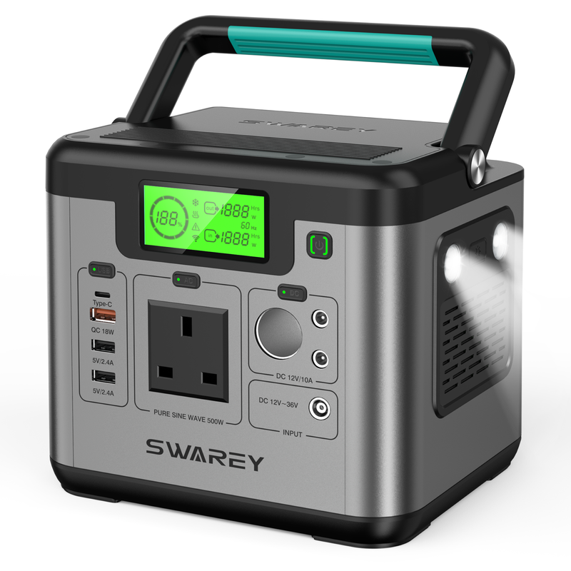 Portable Power Station 518Wh , S500 Solar Generator with 500W (Peak 1000W) Pure Sine Wave AC, 65W USB-C Fast Charging, Emergency Power Supply for Outdoor Camping RV Home MegaBDM