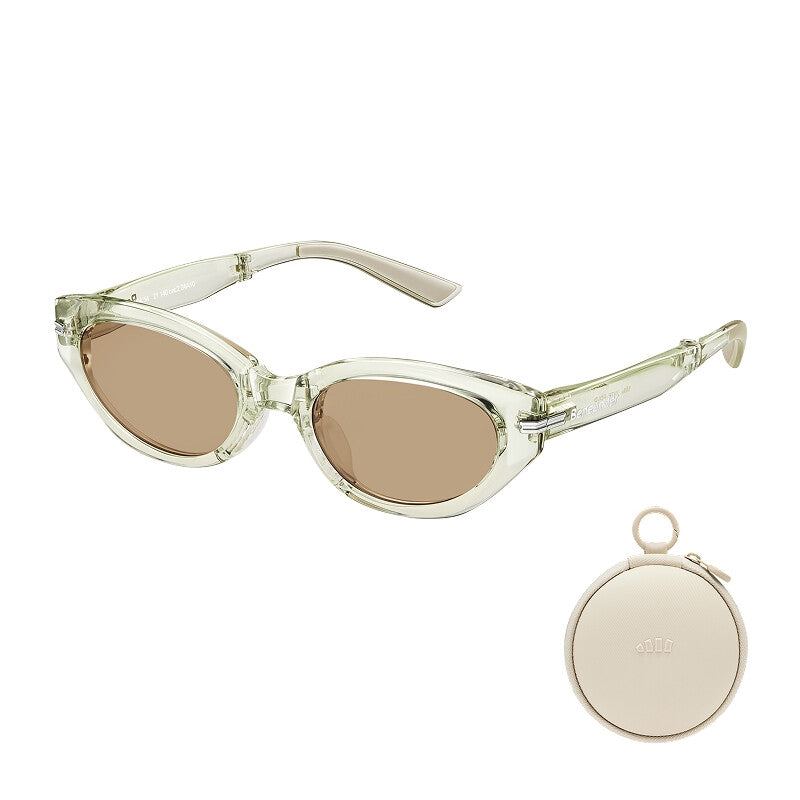 Beneunder FD315-CN204, Cat-Eye Foldable Sunglasses, Translucent Tea Frame, Light Brown Lenses MegaBDM