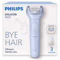 PHILIPS Series 8000 Wet & Dry Cordless Epilator, Rechargeable, LED Light, 2 Attachments, Water Washable, 60 Mins Run Time, BRE708/00 MegaBDM