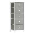 JOYFURNOS Chest of Drawers, Storage Cabinet with 5 Fabric Drawers, Grey and White MegaBDM
