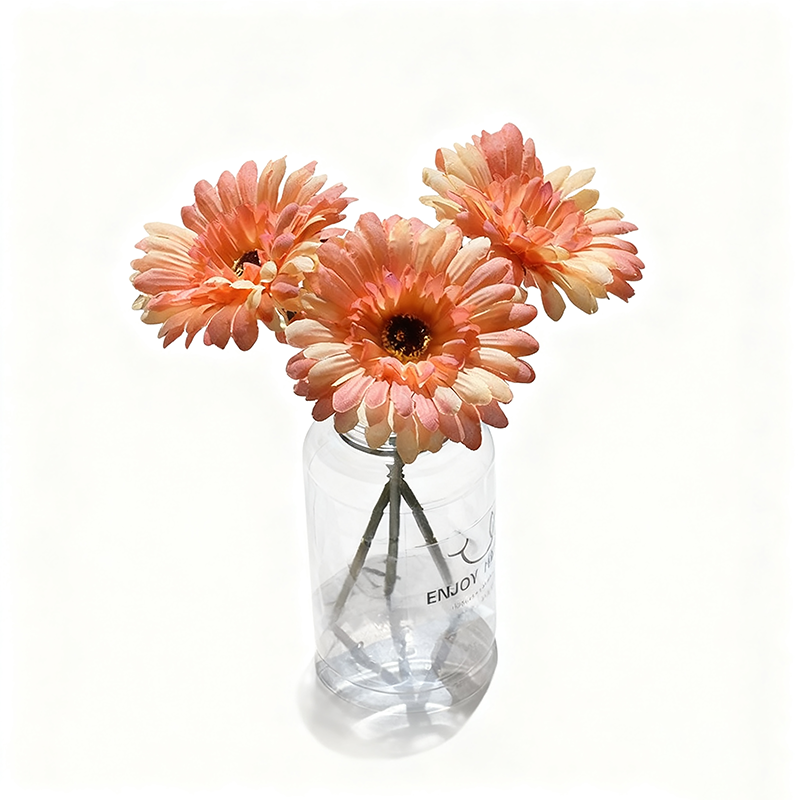 Yuejia 3Pcs 9.05in/23cm Artificial Silk Gerbera Flowers Wedding Home Verandahs Table Decor Fake Daisy Chrysanthemum Party Home Decoration (Orange) MegaBDM