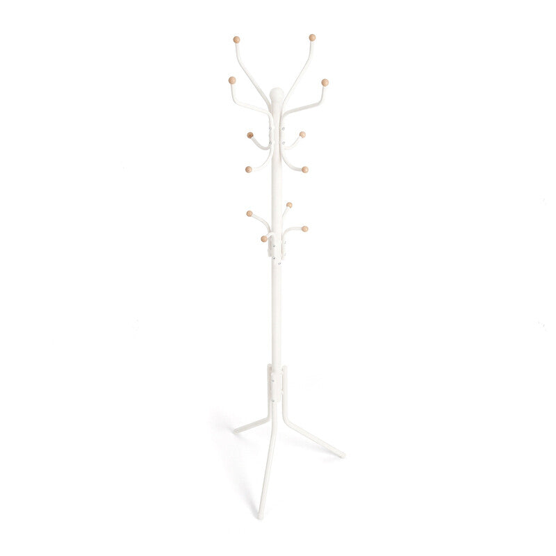JOYFURNOS Metal Hall Tree, Freestanding Coat Rack with 12 Hooks for Entryway, Clothes and Hats, White MegaBDM