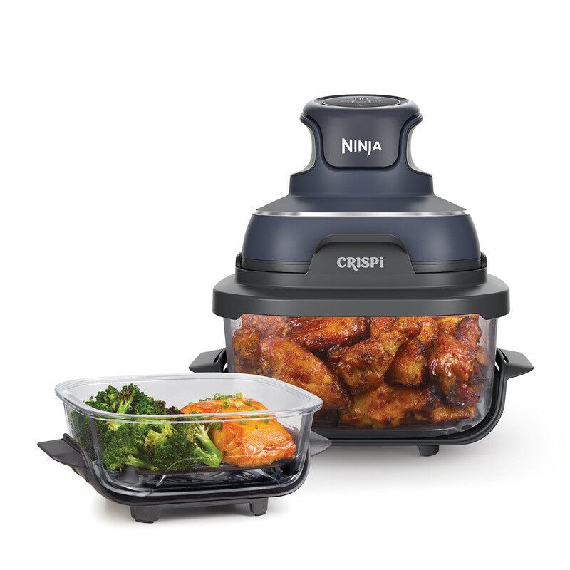 Ninja CRISPi 4-in-1 Portable Air Fryer - Cyber Space Blue, 3.8L, 1700W, Air Fry, Roast, Keep Warm, Recrisp, Space Saving Compact Design, 2x Removable Glass Containers & Lids, FN101UKGY MegaBDM