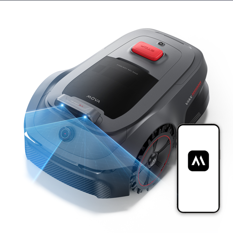 MOVA ViAX 500 Robotic Lawnmower Without Boundary Cable, Recipient: 600 m², AI-Powered Mapping, 360° LiDAR & Dual AI Vision, Intelligent Obstacle Avoidance, U-Road, Edge Cut, App Control MegaBDM