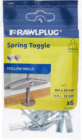 RAWLPLUG Spring Toggle M3 x 50mm Card of 6 MegaBDM