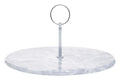 Interiors by Premier Grey Marble Dessert Stand, Round Cake Display With Silver Handle, Luxe Cake Plate, Baking Presentation Tray MegaBDM