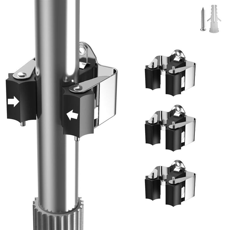 GARTOL 3 Piece Tool Holder, Broom Holder Wall, Garden Tool Holder, Wall Mount for Mop, Broom, Shovel, Tools MegaBDM
