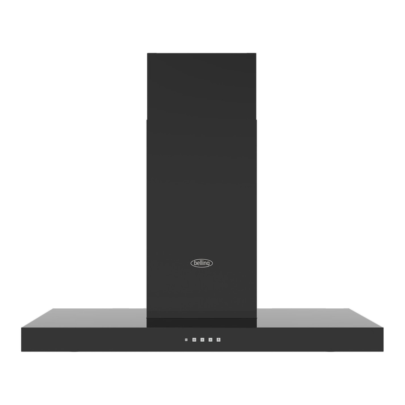 Belling COOKCENTRE CHIM 90T BLK 90cm Chimney Cooker Hood, Ducted and Recirculation MegaBDM