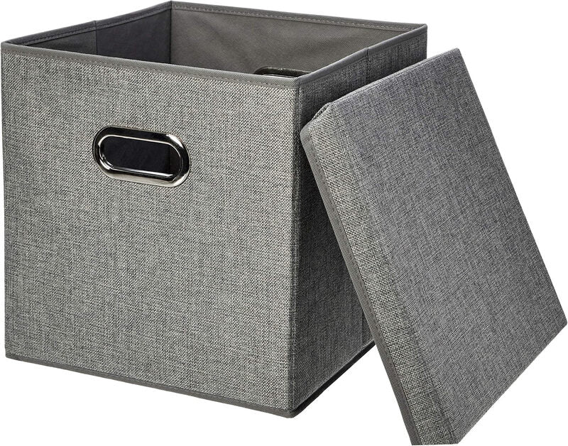 ANQI Thickened Folding Storage Box with Lid, Gray, Pack of 2 MegaBDM
