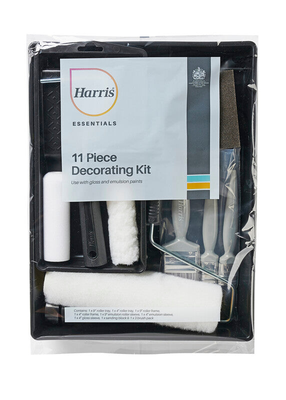 Harris Essentials Paint Brush & Roller Interior Decorating Set 11 Piece MegaBDM