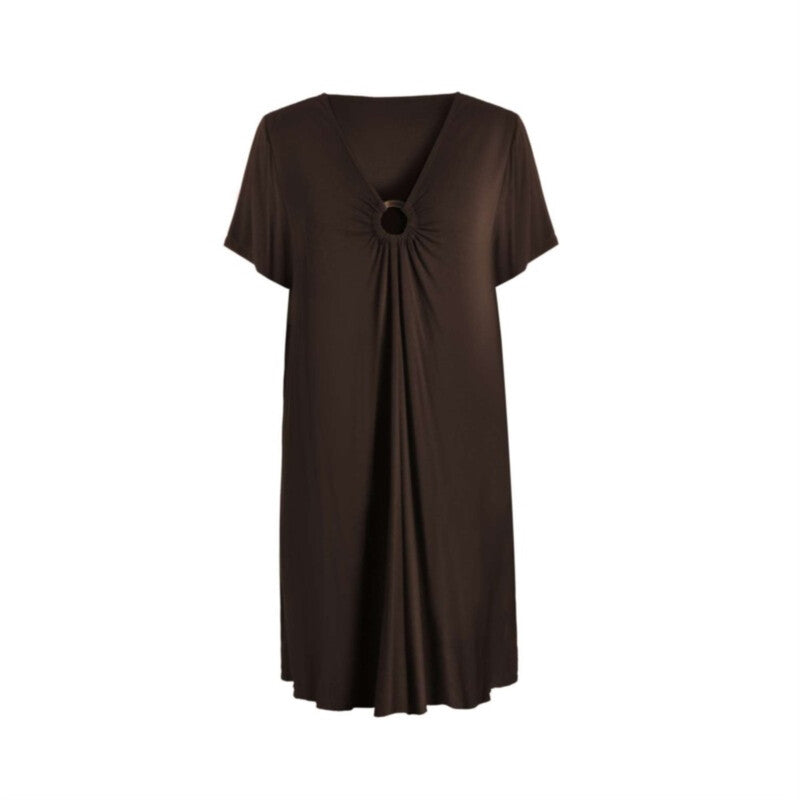 IZURIA v-neck coffee short sleeved dress S MegaBDM