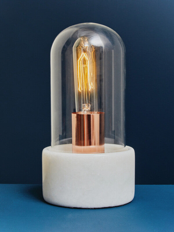 Interiors by Premier Table Lamp Lamonte Bell Marble White/Copper 24cm MegaBDM