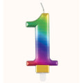 Unique Party Metallic Number 1 Candle, Rainbow MegaBDM