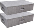 ANQI 2 Pack Foldable Underbed Storage Boxes with Zipper Cover, Light Grey MegaBDM